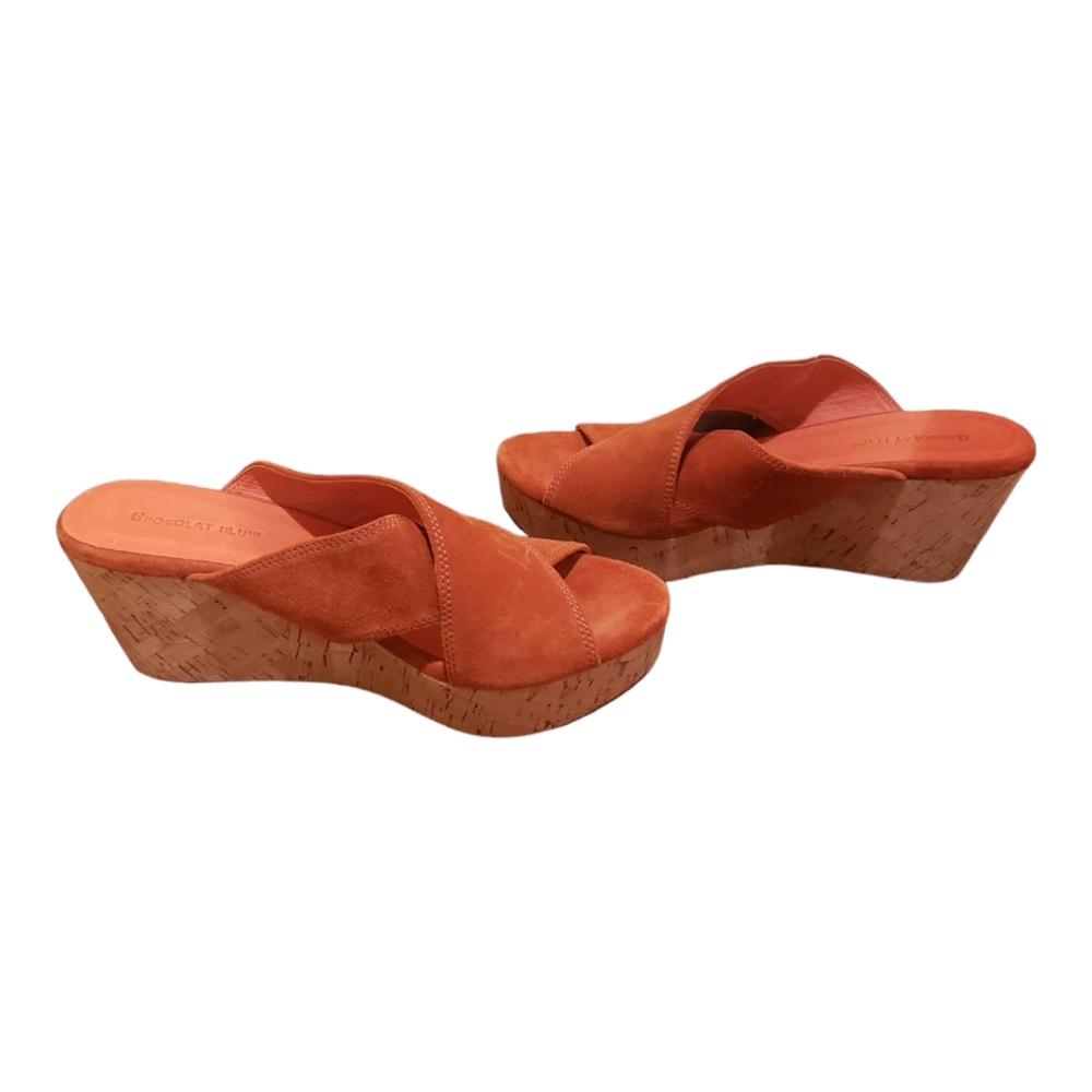 NWT Chocolat Blu “VIDA” orange suede slides.  Sundance size 8.5